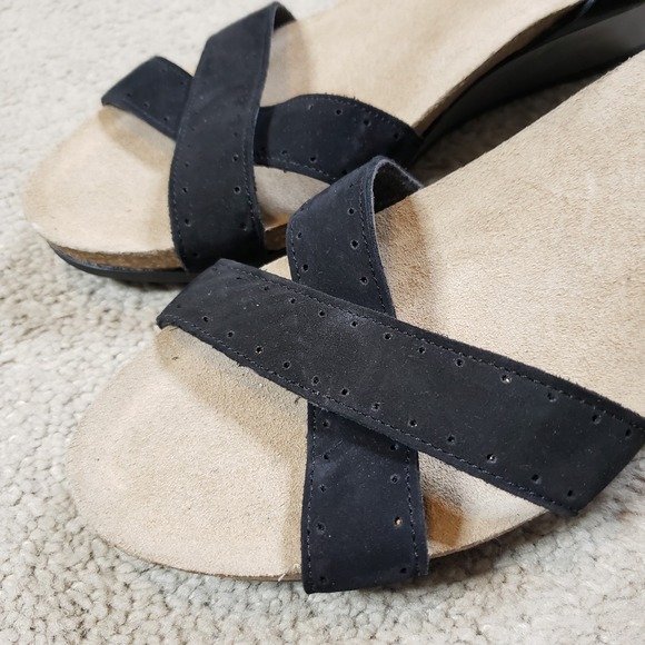 Naot Sandals Womens 41 (10 / 10.5) Casual Open Toe Wedge Slingback Black Leather - Picture 3 of 9